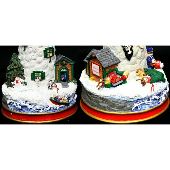2 Danbury Cheryl Collin Lighthouse Xmas Candlestick Filling Santa Sack Waiting - Picture 6 of 13